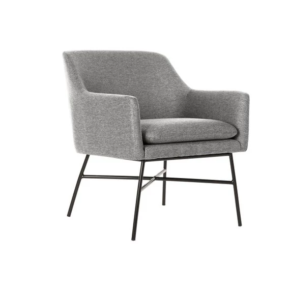 Fotel poliészter, fém 66x62x76,5 cm világosszürke, fekete