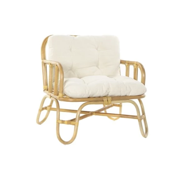 Fotel rattan, pamut 76x72x80 cm natúr, bézs