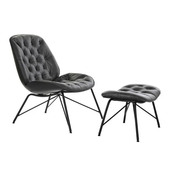 Fotel szett poliuretán, fém 69x76x85 cm sötétszürke, fekete S/2
