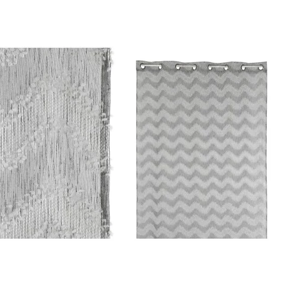 Függöny hímzett poliészter 140x260 cm szürke