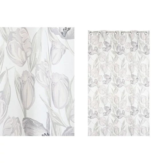 Függöny tulipán poliészter 140x260 cm fehér, szürke