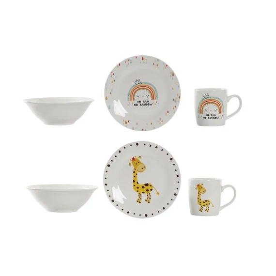 Gyermek étkészlet porcelán 19x19x2 cm színes 2 féle S/3