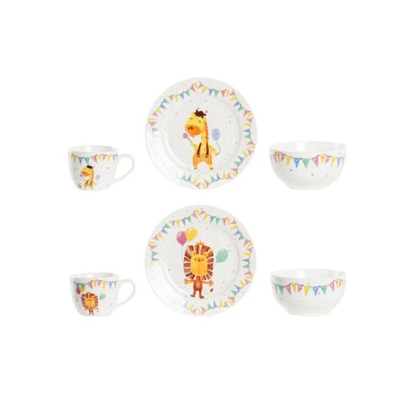 Gyermek étkészlet porcelán, csontporcelán 19x19x2 cm színes, fehér 2 féle S/3
