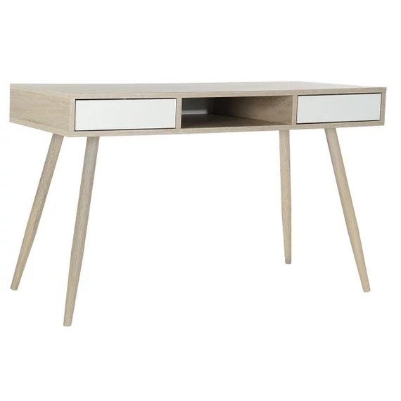 Íróasztal mdf, fém 120x60x74,5 cm fehér, natúr