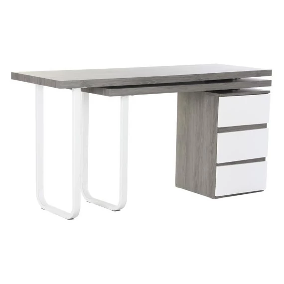 Íróasztal mdf, fém 150x120x75 cm szürke, natúr