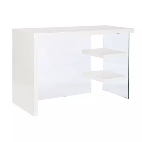 Íróasztal üveg, mdf 120x50x76 cm fehér, átlátszó