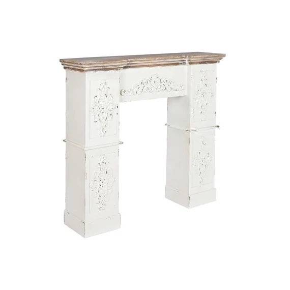 Kandalló polc lucfenyő, mdf 120x29,5x116 cm fehér, natúr
