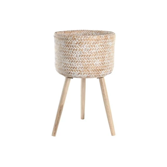 Kaspó bambusz 31x31x52 cm fehér, natúr