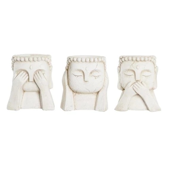 Kaspó Buddha magnézia 26x22x28,5 cm fehér 3 féle