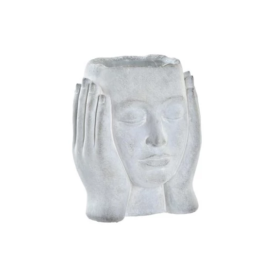 Kaspó fej cement 18x17x21 cm szürke