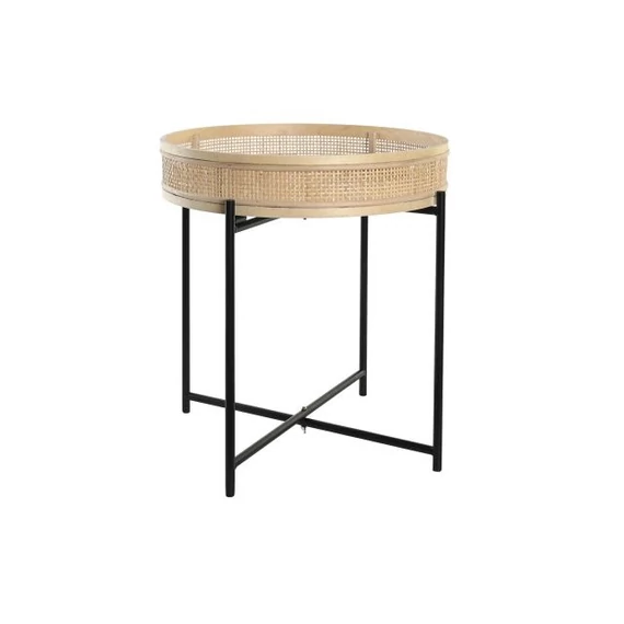 Kaspó rattan, fém 43x43x46 cm natúr, fekete