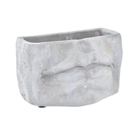 Kaspó száj cement 21x12x12,3 cm szürke