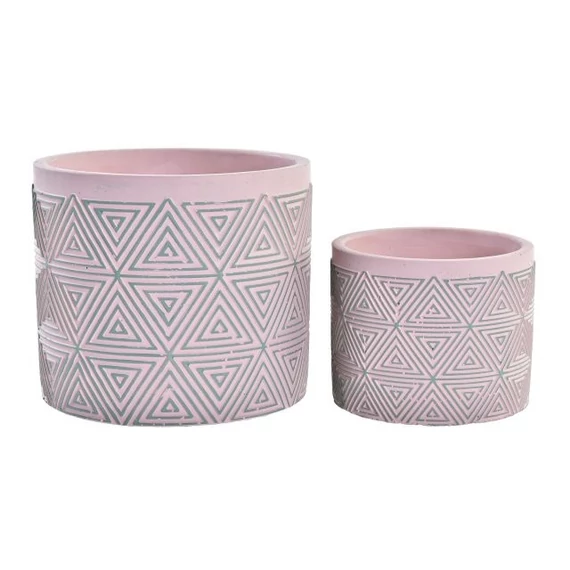 Kaspó szett cement 17x17x15 cm pink, szürke 2 féle S/2