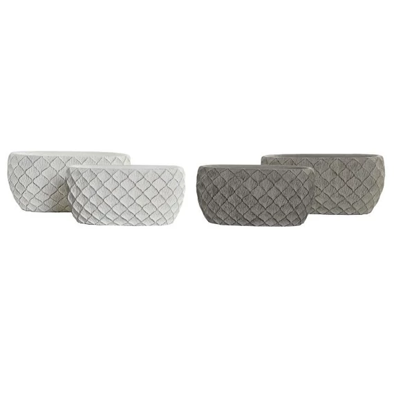 Kaspó szett cement 24x14x11 cm fehér, szürke 2 féle S/2