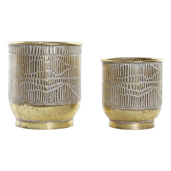 Kaspó szett fém 27,5x27,5x29,5 cm arany, szürke S/2