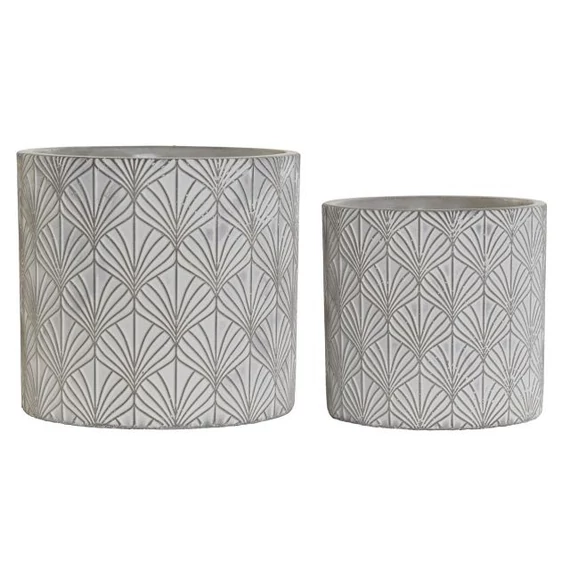 Kaspó szett leveles cement 17x17x16 cm szürke S/2