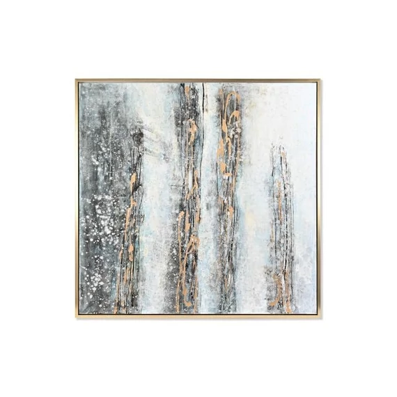 Kép absztrakt kézzel festett vászon, hungarocell 131x4x131 cm kék, fehér