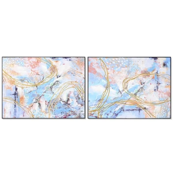 Kép absztrakt vászon, hungarocell 122x4,5x92 cm kék, arany 2 féle
