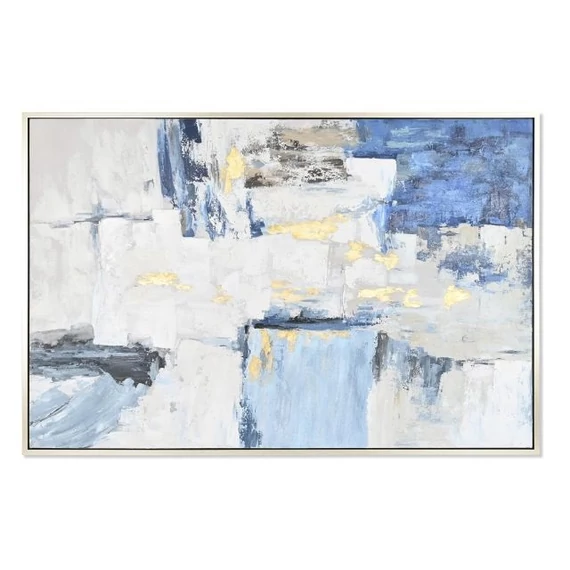 Kép absztrakt vászon, hungarocell 156x3,8x106 cm kék, fehér