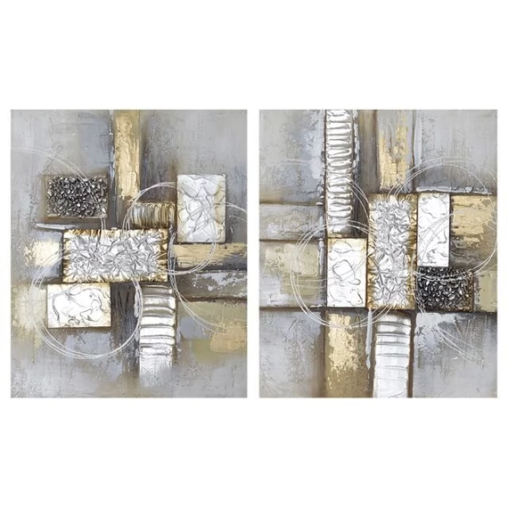 Kép absztrakt vászon, mdf 50x2,5x60 cm szürke, arany 2 féle