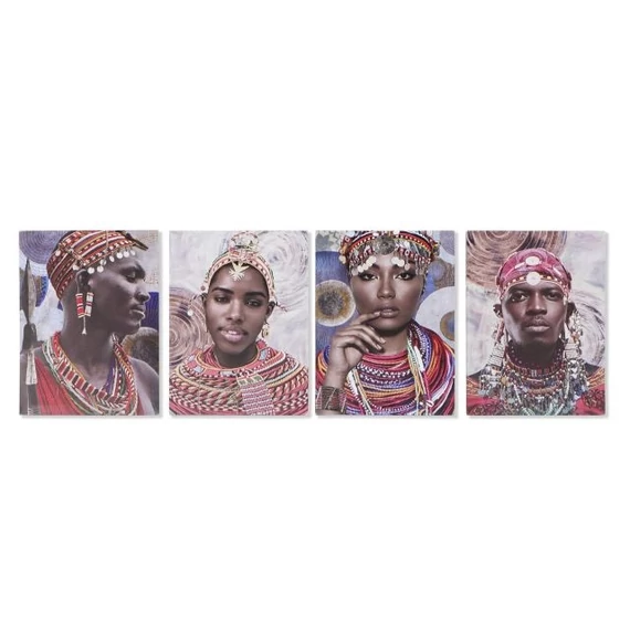 Kép afrikai vászon, mdf 30x1,8x40 cm színes 4 féle