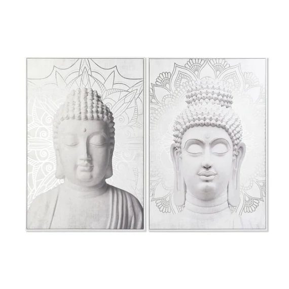 Kép Buddha keretes hungarocell, vászon 82,5x4,5x122,5 cm fehér, ezüst 2 féle