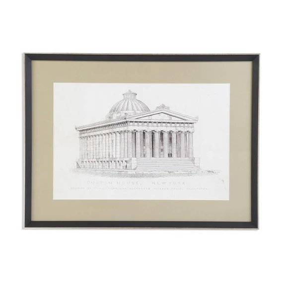 Kép építészet keretes üveg, hungarocell 79x3x59 cm bézs, fekete
