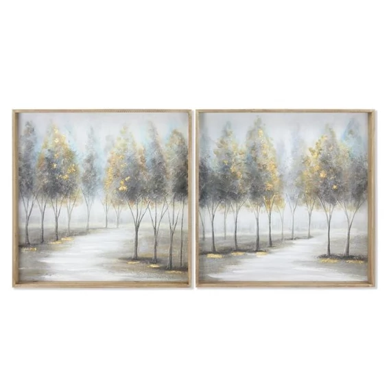 Kép fák vászon, mdf 80x10x80 cm barna, szürke 2 féle