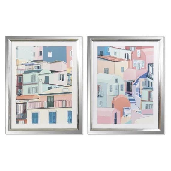 Kép házak keretes hungarocell, műanyag 69x3x89 cm színes 2 féle