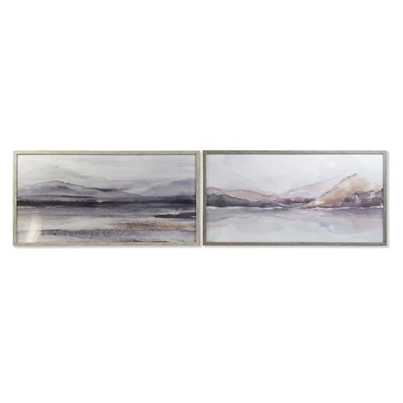 Kép hegyek hungarocell, vászon, kézzelfestett, üveg 124x4,5x64 cm szürke, fehér 2 féle