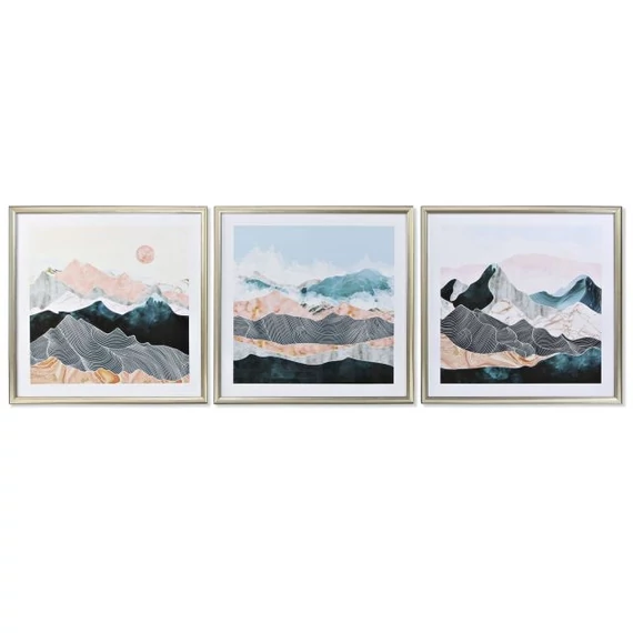 Kép hegyek mdf, üveg 70x4x70 cm színes, fekete 3 féle