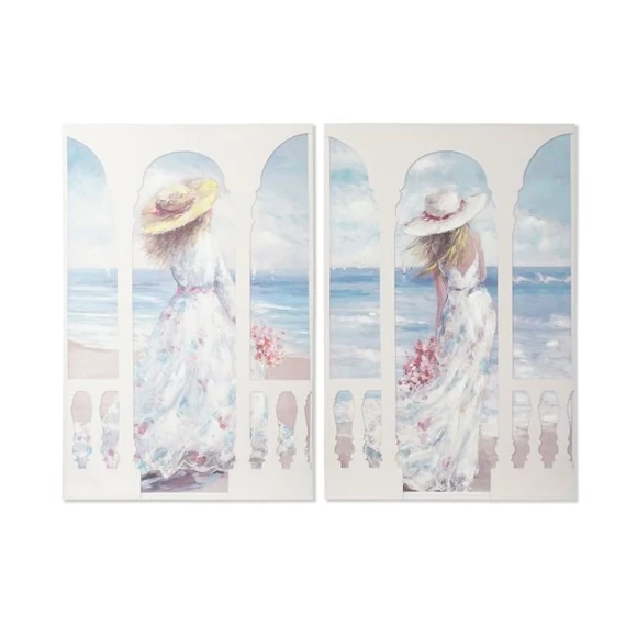 Kép lány strand vászon, mdf 80x3x120 cm színes 2 féle