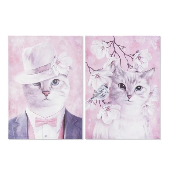 Kép macska vászon, fenyő 50x1,8x70 cm pink, lila 2 féle