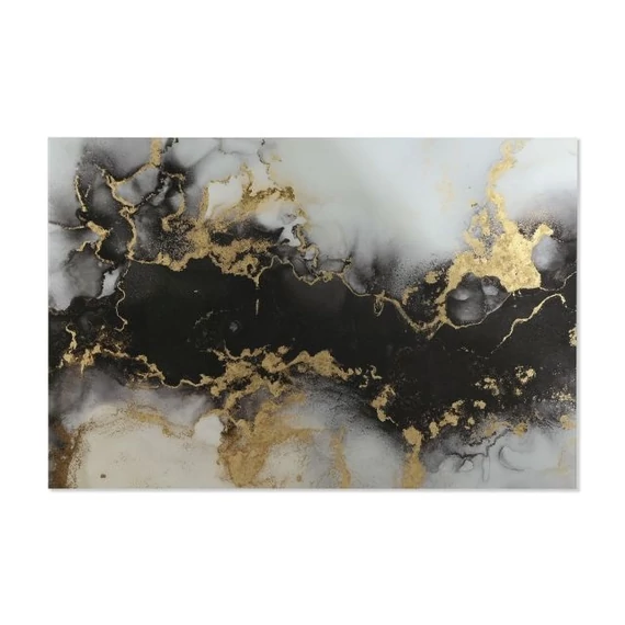 Kép modern hőállóüveg 180x0,4x120 cm fekete, arany