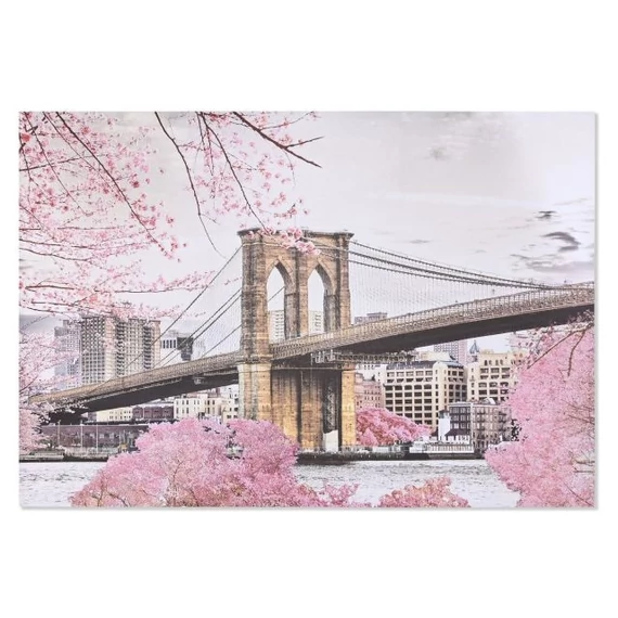 Kép New York glitteres vászon, metál 150x3x100 cm pink, szürke