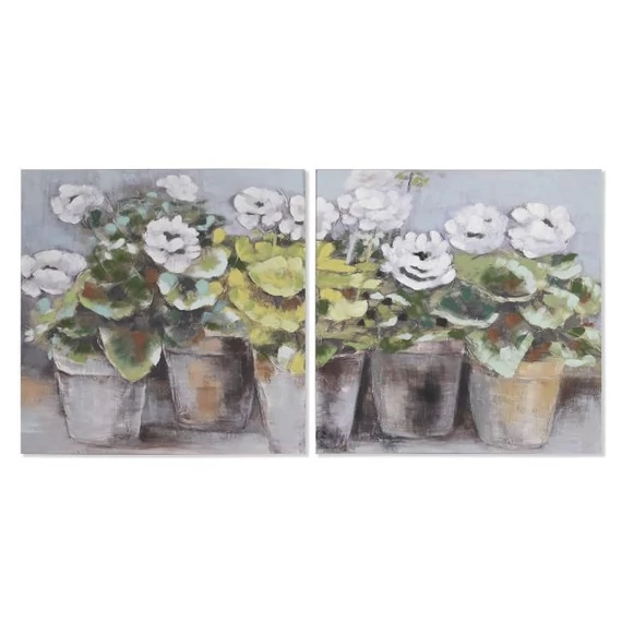 Kép növény vászon, fenyő 80x3,5x80 cm zöld, világosbarna 2 féle
