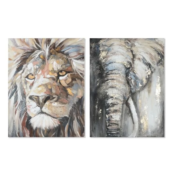 Kép oroszlán vászon, fenyő 90x3,7x120 cm bézs, fekete 2 féle