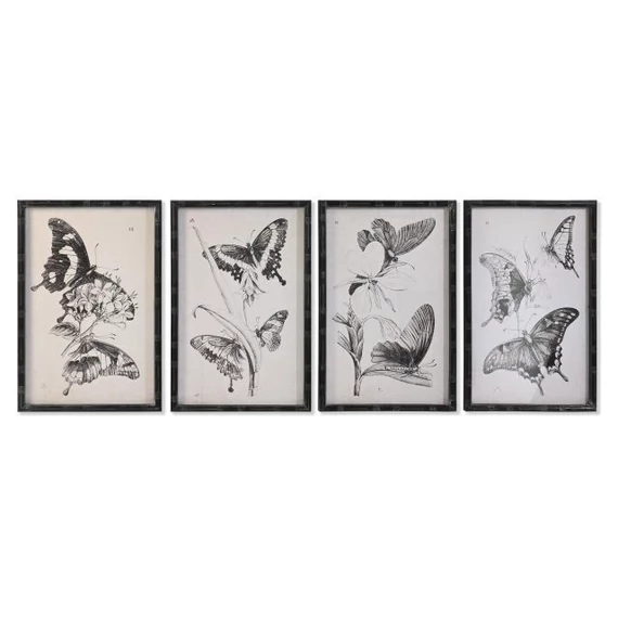 Kép pillangós üveg, lucfenyő 40x2,8x60 cm fekete 4 féle