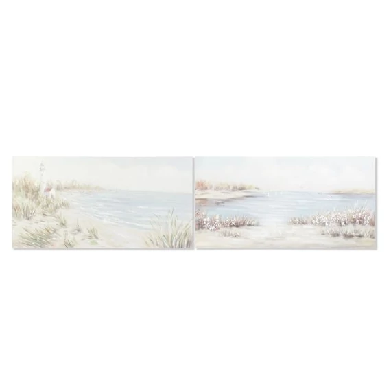 Kép strand vászon, fenyő, kézzelfestett 140x3,7x70 cm kék, bézs 2 féle