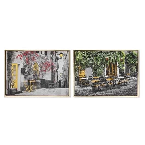 Kép utca csillámos vászon, hungarocell 73x3,5x53 cm színes 2 féle