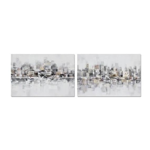 Kép város absztrakt vászon, mdf 120x2,8x80 cm szürke 2 féle