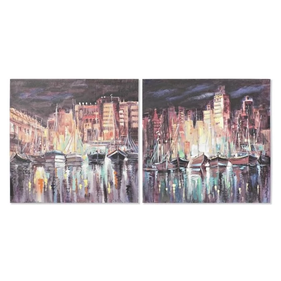 Kép város vászon, mdf 80x3x80 cm színes 2 féle