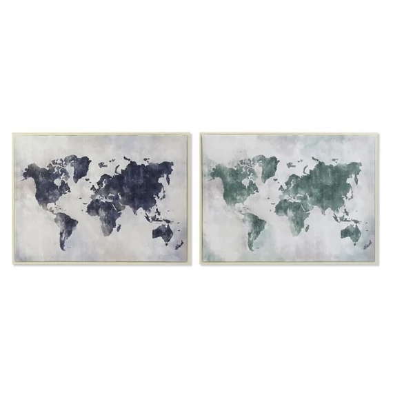 Kép világtérkép vászon, hungarocell 82x3x62 cm zöld, kék 2 féle