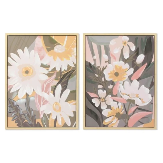 Kép virágok keretes vászon, hungarocell 60x4x80 cm zöld, sárga 2 féle