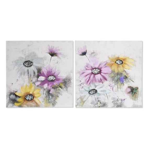Kép virágos vászon, fenyő 100x3,5x100 cm színes 2 féle