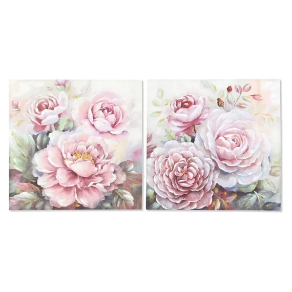Kép virágos vászon, mdf 80x3x80 cm pink 2 féle