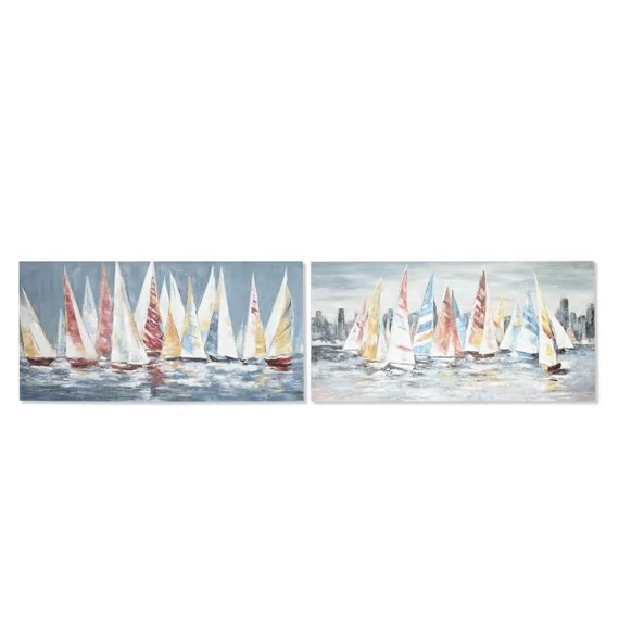 Kép vitorlás vászon, mdf 140x2,8x70 cm színes, kék 2 féle