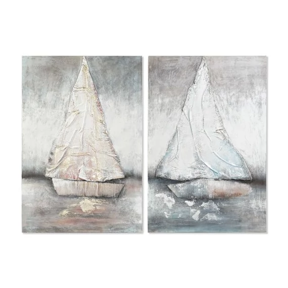 Kép vitrolás vászon, fenyő, kézzelfestett 80x3,5x120 cm szürke, barna 2 féle