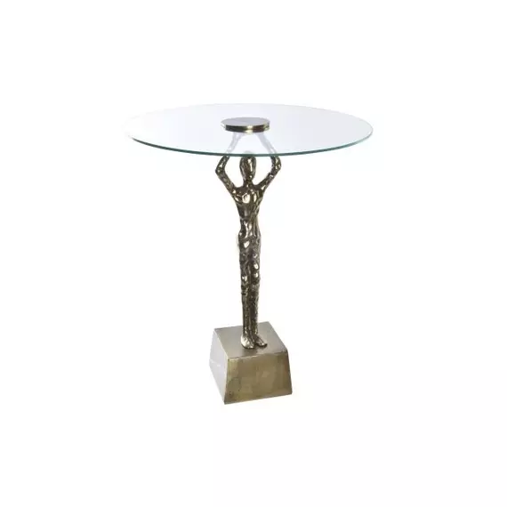 Kisasztal alumínium, üveg 46x46x57 cm arany