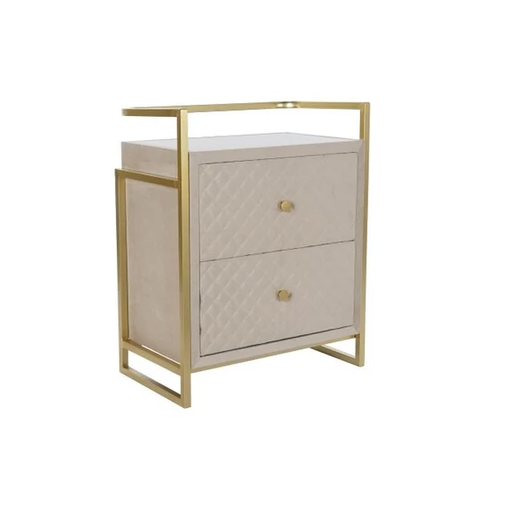 Kisasztal bársony, üveg, fém 60x35x75 cm bézs, arany
